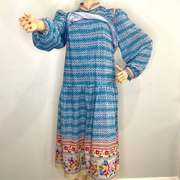 Vintage Abstract Floral 70s Femme Dress - Picture 11 of 16